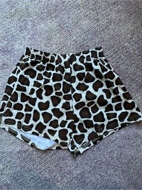 NEW Soffe Giraffe Print Shorts Brown Cream Animal Y2K Retro Size Large